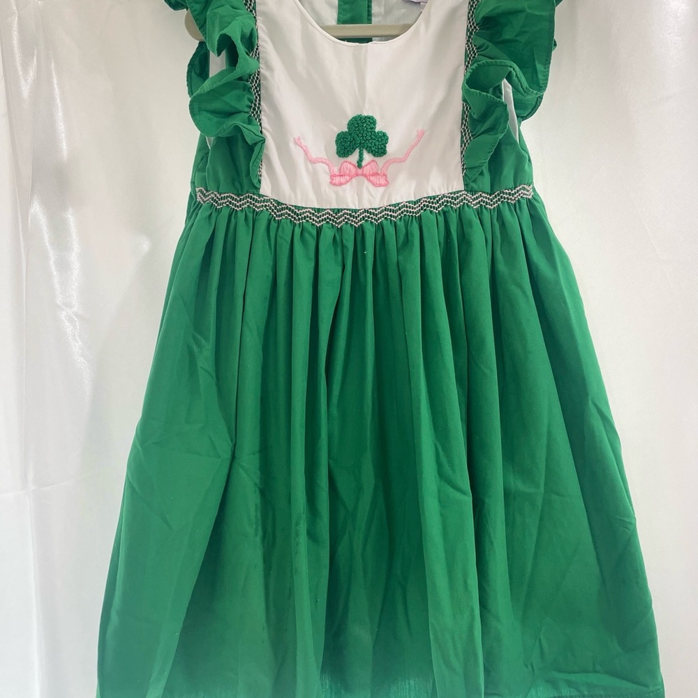 Green Ruffled Kids Casual Dress